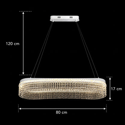 VOLNA Grande Regalis Lampadario in Cristallo, 128W, 80x25cm, Luce Calda/Neutra/Fredda, Bianco, Metallo e Cristallo