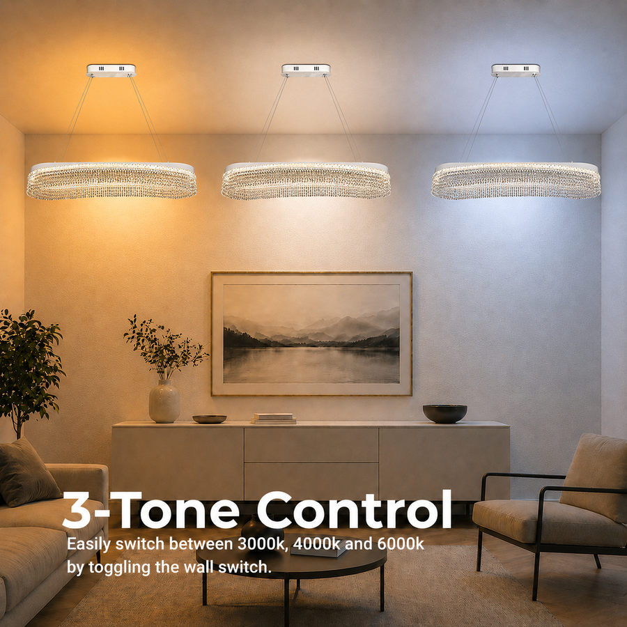 VOLNA Grande Regalis Lampadario in Cristallo, 128W, 80x25cm, Luce Calda/Neutra/Fredda, Bianco, Metallo e Cristallo