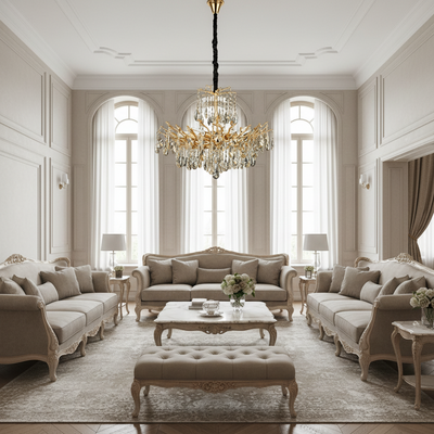 Lampadario in cristallo REINA Magno, 6xE14, D60cm, Oro, Metallo e Cristallo