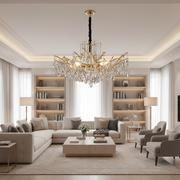 Lampadario in cristallo REINA Regalis, 8xE14, D80cm, oro, metallo e cristallo