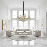 Lampadario in cristallo REINA Regalis, 8xE14, D80cm, oro, metallo e cristallo