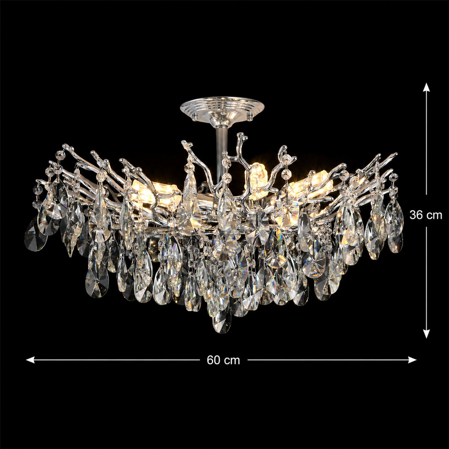 Lampadario in cristallo REINA Magno, 6xE14, D60cm, Cromo Lucido, Metallo e Cristallo