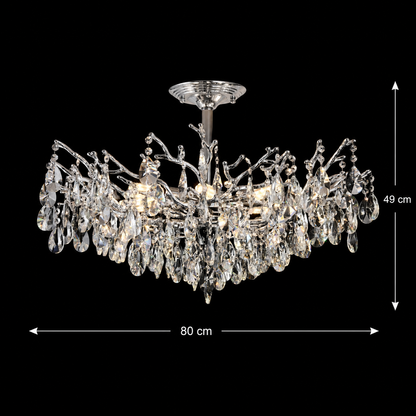 REINA Regalis Lampadario in cristallo, 8xE14, D80 cm, cromo lucido, metallo e cristallo