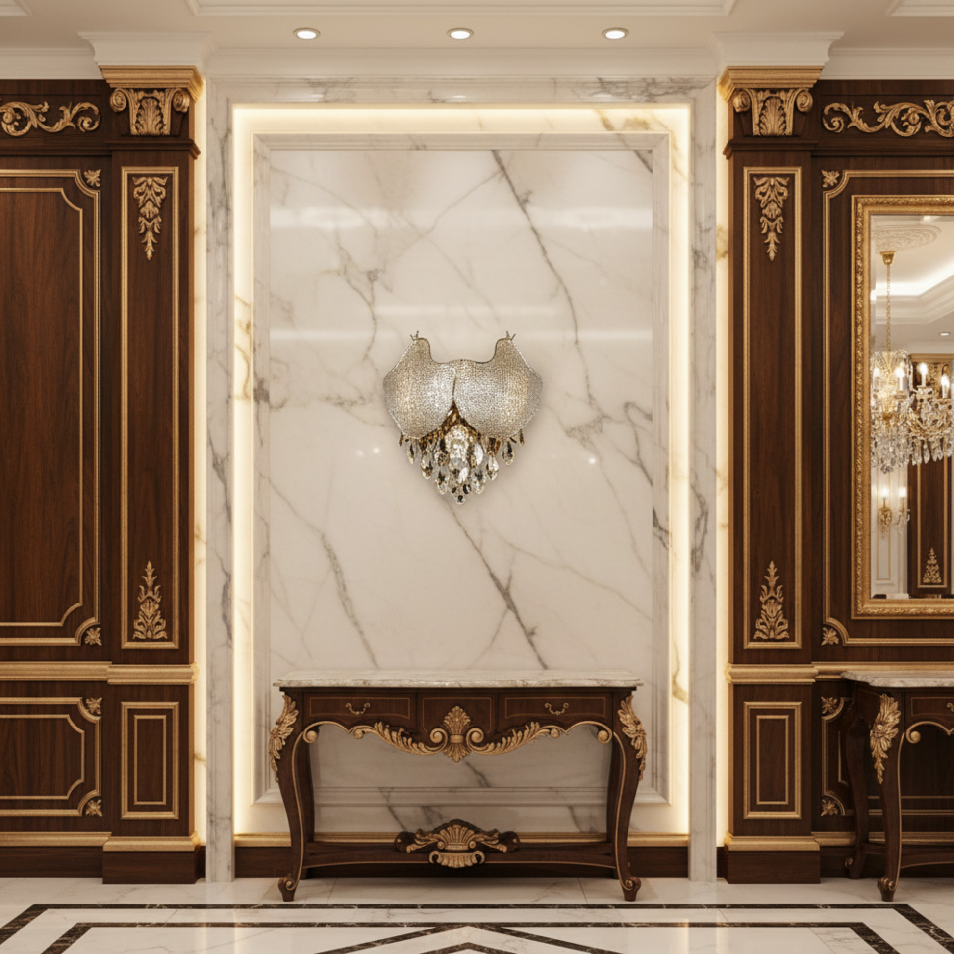 Lampada in cristallo LUXE, 3xE14, Diametro 30 cm, Altezza 31 cm, Oro Lucido, Design Elegante Candelabro Cristallo Titolo predefinito Alessandro Design