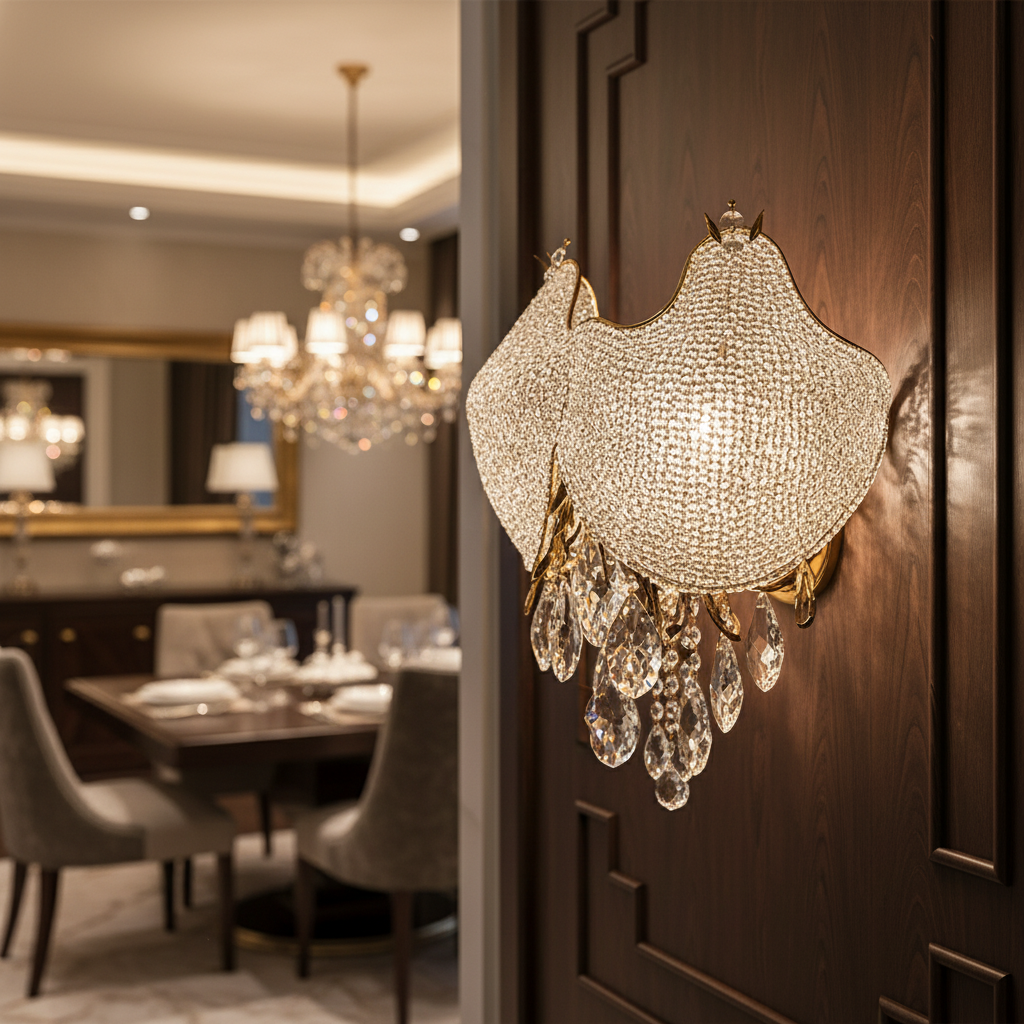 Lampada in cristallo LUXE, 3xE14, Diametro 30 cm, Altezza 31 cm, Oro Lucido, Design Elegante Candelabro Cristallo Titolo predefinito Alessandro Design