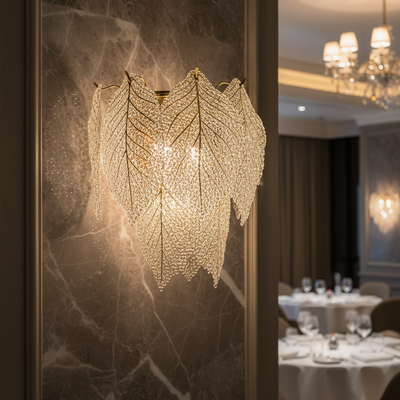 Lampada da parete LACE in cristallo, 3xE14, Diametro 30 cm, Altezza 34 cm, Oro Lucido, Design Elegante