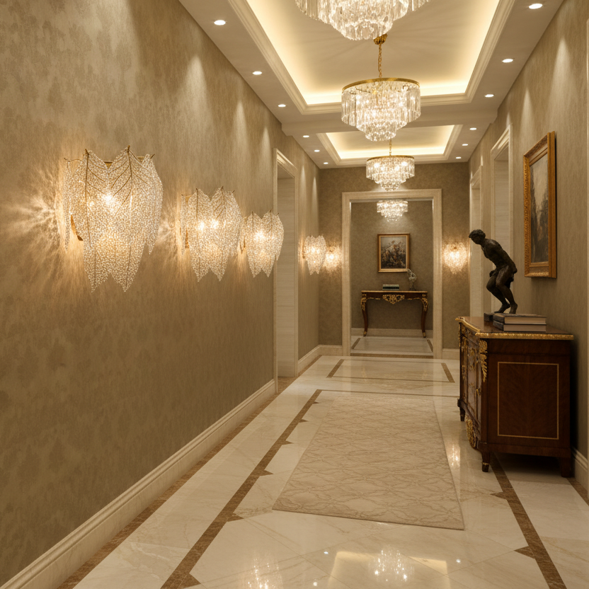 Lampada da parete Crystal LACE, 3xE14, Diametro 30 cm, Altezza 34 cm, Oro Lucido, Design Elegante Candelabro Cristal Titolo predefinito Alessandro Design