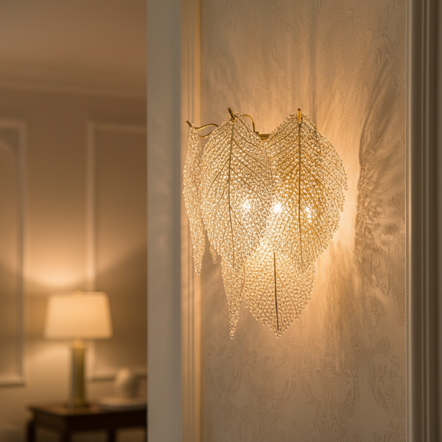 Lampada da parete Crystal LACE, 3xE14, Diametro 30 cm, Altezza 34 cm, Oro Lucido, Design Elegante Candelabro Cristal Titolo predefinito Alessandro Design