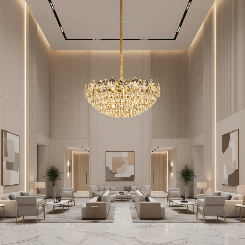Lampadario in Cristallo JARDIN Regalis 24xE14, Diametro 80cm, Altezza 40cm, Oro Lucido, Altezza Regolabile, Design Elegante Lampadario in Cristallo Titolo predefinito Alessandro Design