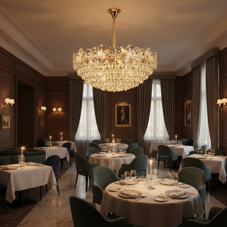 Lampadario in Cristallo JARDIN Regalis 24xE14, Diametro 80cm, Altezza 40cm, Oro Lucido, Altezza Regolabile, Design Elegante Lampadario in Cristallo Titolo predefinito Alessandro Design