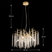 Lampadario di cristallo ARBUS Elegance, Φ50cm, 6xE14, oro, metallo e cristallo
