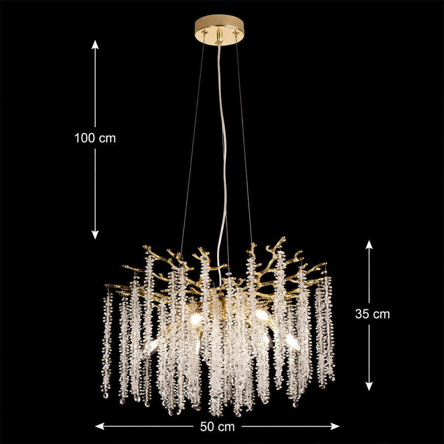 Lampadario di cristallo ARBUS Elegance, Φ50cm, 6xE14, oro, metallo e cristallo