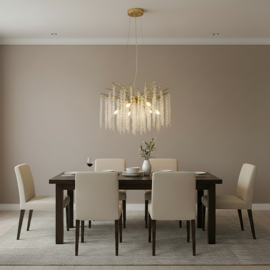 Lampadario di cristallo ARBUS Elegance, Φ50cm, 6xE14, oro, metallo e cristallo