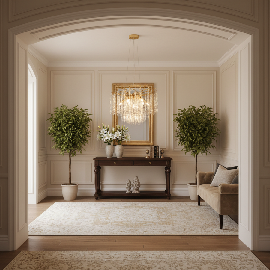 Lampadario di cristallo ARBUS Elegance, Φ50cm, 6xE14, oro, metallo e cristallo