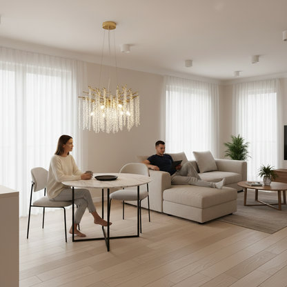 Lampadario di cristallo ARBUS Elegance, Φ50cm, 6xE14, oro, metallo e cristallo