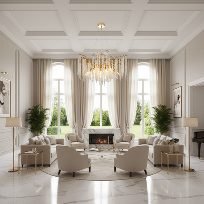Lampadario in cristallo ARBUS Regalis, Φ80 cm, 10xE14, oro, metallo e cristallo