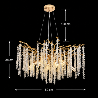 Lampadario in cristallo ARBUS Regalis, Φ80 cm, 10xE14, oro, metallo e cristallo