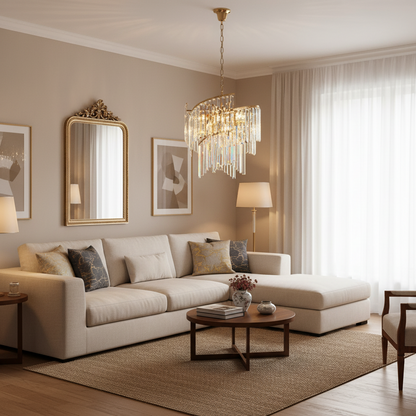 Lampadario di cristallo TWEEZE Elegance, Φ50 cm, 9xE14, oro, metallo e cristallo