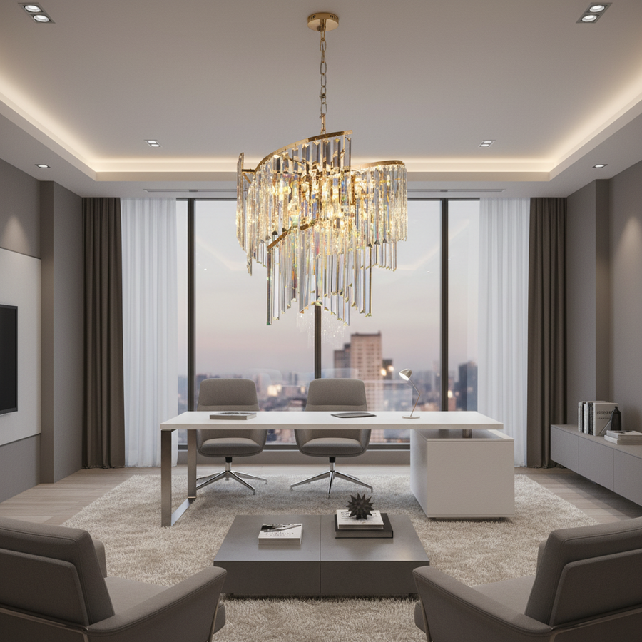 Lampadario di cristallo TWEEZE Elegance, Φ50 cm, 9xE14, oro, metallo e cristallo
