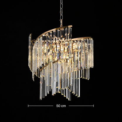 Lampadario di cristallo TWEEZE Elegance, Φ50 cm, 9xE14, oro, metallo e cristallo