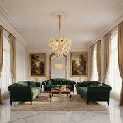 Lampadario in Cristallo FLEUR Eleganza 9xE14, Diametro 50cm, Altezza 40cm, Oro Lucido, Altezza Regolabile, Design Elegante Lampadario in Cristallo Titolo predefinito Alessandro Design