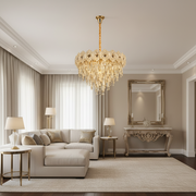 Lampadario in Cristallo FLEUR Magno 12xE14, Diametro 60cm, Altezza 45cm, Oro Lucido, Altezza Regolabile, Design Elegante Lampadario in Cristallo Titolo predefinito Alessandro Design