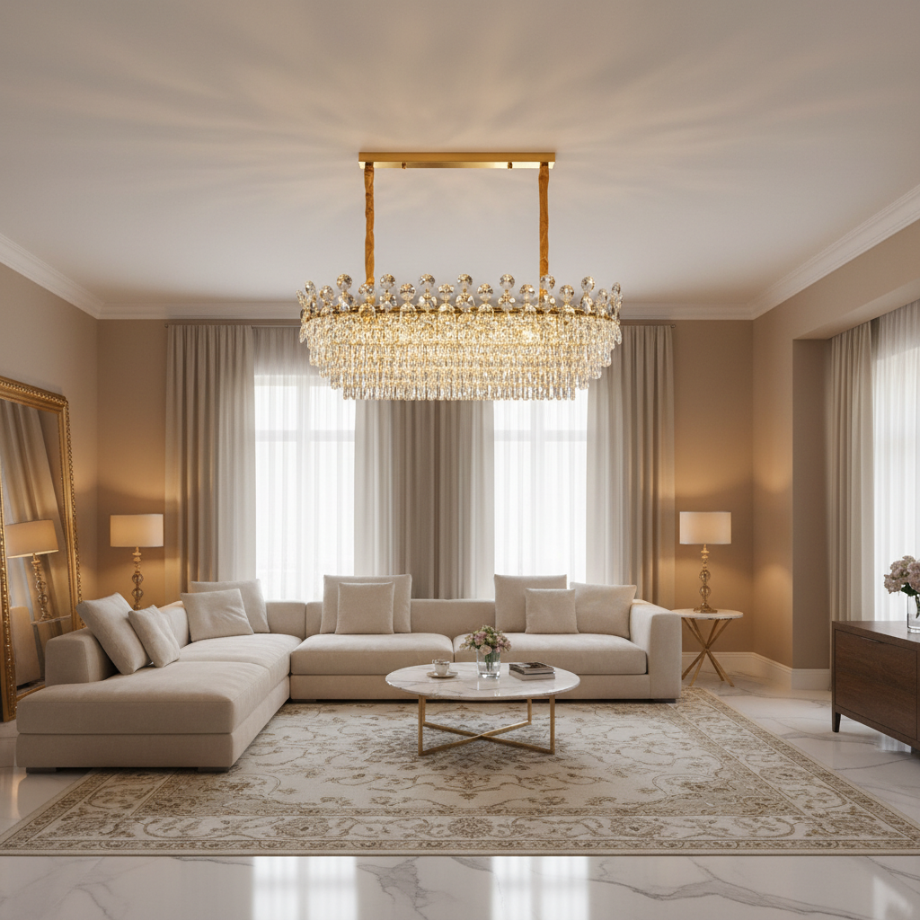 Candelabro in Cristallo ACE Supremo 10xE14, Dimensioni 95x35cm, Altezza 40cm, Oro Lucido, Altezza Regolabile, Design Elegante Candelabro in Cristallo Titolo predefinito Alessandro Design