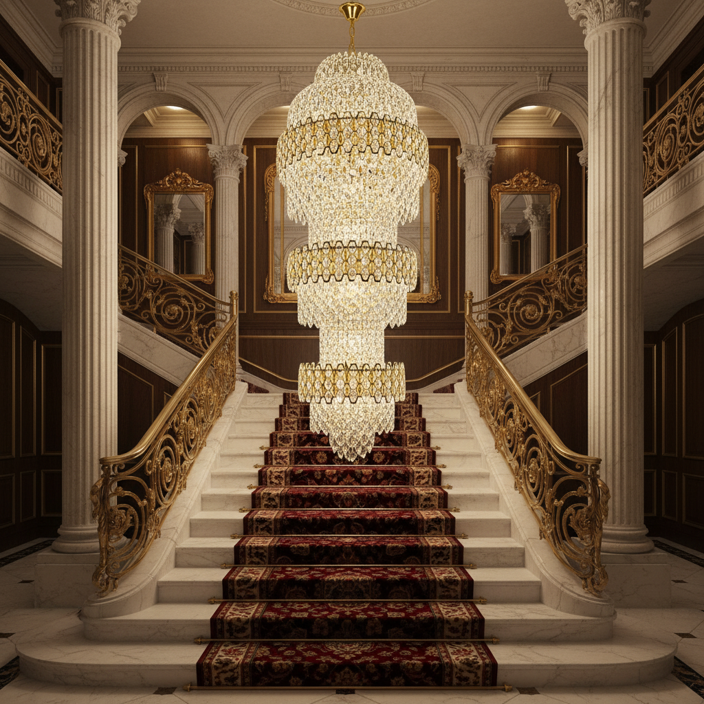 Lampadario in Cristallo TRIO Magno 49xE14, Diametro 65cm, Altezza 200cm, Oro Lucido, Altezza Regolabile, Design Elegante Lampadari in Cristallo Titolo predefinito Alessandro Design