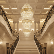 Lampadario in Cristallo TRIO Regalis 63xE14, Diametro 80cm, Altezza 260cm, Oro Lucido, Altezza Regolabile, Design Elegante Lampadari in Cristallo Titolo predefinito Alessandro Design