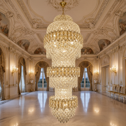 Lampadario in Cristallo TRIO Magno 49xE14, Diametro 65cm, Altezza 200cm, Oro Lucido, Altezza Regolabile, Design Elegante Lampadari in Cristallo Titolo predefinito Alessandro Design