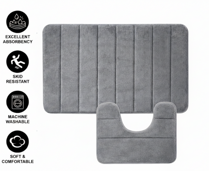 Tappeti da bagno, 80x50 cm / 50x40 cm, Grigio, Antiscivolo, Assorbente, Set di 2 Tappeti da bagno Titolo predefinito Alessandro Design