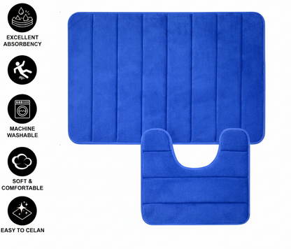 Tappeti da bagno, 80x50 cm / 50x40 cm, Blu, Antiscivolo, Assorbente, Set di 2 Tappeti da bagno Titolo predefinito Alessandro Design