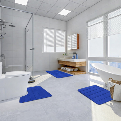 Tappeti da bagno, 80x50 cm / 50x40 cm, Blu, Antiscivolo, Assorbente, Set di 2 Tappeti da bagno Titolo predefinito Alessandro Design