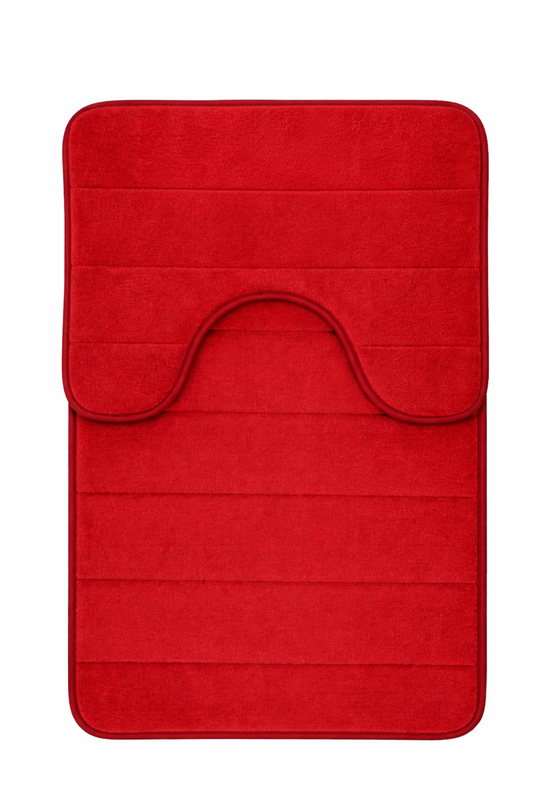 Tappetini da bagno, 80x50 cm / 50x40 cm, Rosso, Antiscivolo, Assorbenti, Set di 2 Tappetini da bagno Titolo predefinito Alessandro Design