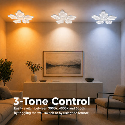 Lampadario LED con telecomando TULIP 81W, 5 Petali, Luce Fredda/Calda/Neutra, Dimmerabile, Bianco