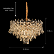 Lampadario in Cristallo MONARCH Magno 12xE14, Diametro 60cm, Altezza 40cm, Oro Lucido, Altezza Regolabile, Design Elegante Lampadario in Cristallo Titolo predefinito Alessandro Design