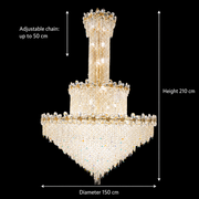 Candelabro in cristallo BLOSSOM Supremo 48xE14, Oro, Diametro 150 cm, Candelabro in cristallo regolabile in altezza Titolo predefinito Alessandro Design