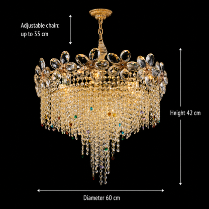 Lampadario in Cristallo BLOSSOM Magno, 8xE14, 60cm, Oro Lucido, Altezza Regolabile, Metallo e Cristallo Lampadari in Cristallo Titolo predefinito Alessandro Design