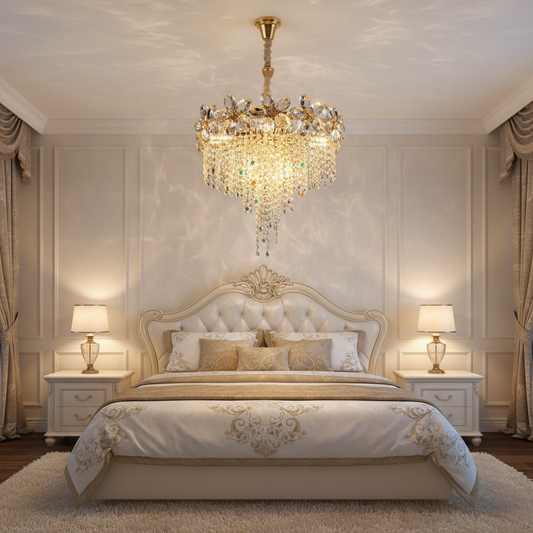Lampadario in Cristallo BLOSSOM Nobile, 5xE14, 40cm, Oro Lucido, Altezza Regolabile, Metallo e Cristallo Lampadari in Cristallo Titolo predefinito Alessandro Design
