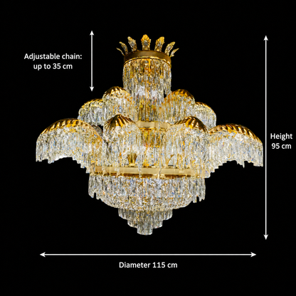 Lampadario in Cristallo PALACE Supremo 29xG9, D115cm, Oro Lucido, Altezza Regolabile, Metallo e Cristallo Lampadari in Cristallo Titolo predefinito Alessandro Design