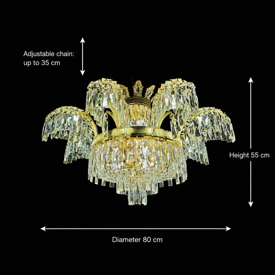 Lampadario in cristallo PALACE, 8 bracci, D80 cm, Oro lucido, Altezza regolabile, Metallo e cristallo Lampadari in cristallo Titolo predefinito Alessandro Design