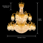 Lampadario in Cristallo, 31xE14, Diametro 115cm, Altezza 130cm, Oro Lucido, Altezza Regolabile, Design Elegante Lampadario in Cristallo Titolo predefinito Alessandro Design
