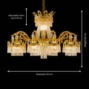 Lampadario in cristallo 16xE14, D92cm, Oro lucido, Altezza regolabile, Metallo e cristallo Lampadari in cristallo Titolo predefinito Alessandro Design