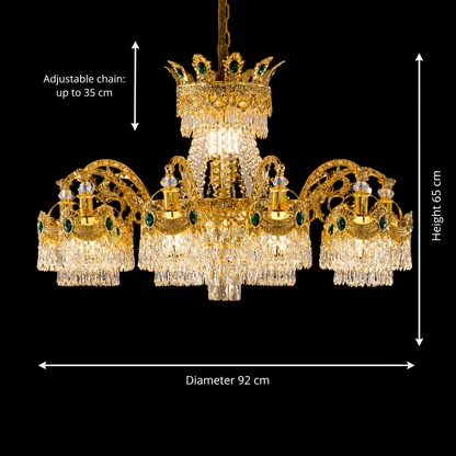 Lampadario in cristallo 16xE14, D92cm, Oro lucido, Altezza regolabile, Metallo e cristallo Lampadari in cristallo Titolo predefinito Alessandro Design