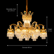 Lampadario in cristallo 13xE14, D80cm, Oro lucido, Altezza regolabile, Metallo e cristallo Lampadari in cristallo Titolo predefinito Alessandro Design