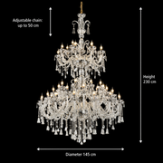 Lampadario in cristallo, 55xE14, diametro 145 cm, altezza 230 cm, argento, altezza regolabile, design elegante Lampadari in cristallo Titolo predefinito Alessandro Design