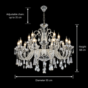 Lampadario in cristallo 15xE14, D95cm, Argento, Altezza regolabile, Metallo e cristallo Lampadari in cristallo Titolo predefinito Alessandro Design