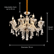 Lampadario in cristallo 8xE14, D78 cm, argento, altezza regolabile, metallo e cristallo Lampadari in cristallo Titolo predefinito Alessandro Design