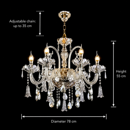 Lampadario in cristallo 6xE14, D68cm, Argento, Altezza regolabile, Metallo e cristallo Lampadari in cristallo Titolo predefinito Alessandro Design
