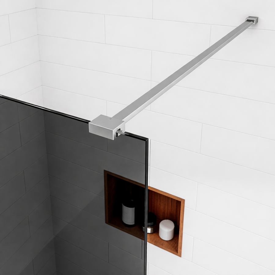 Parete doccia walk-in 90x195 cm, vetro di sicurezza 8 mm, grigio, profilo metallico resistente Cabina doccia Titolo predefinito Alessandro Design